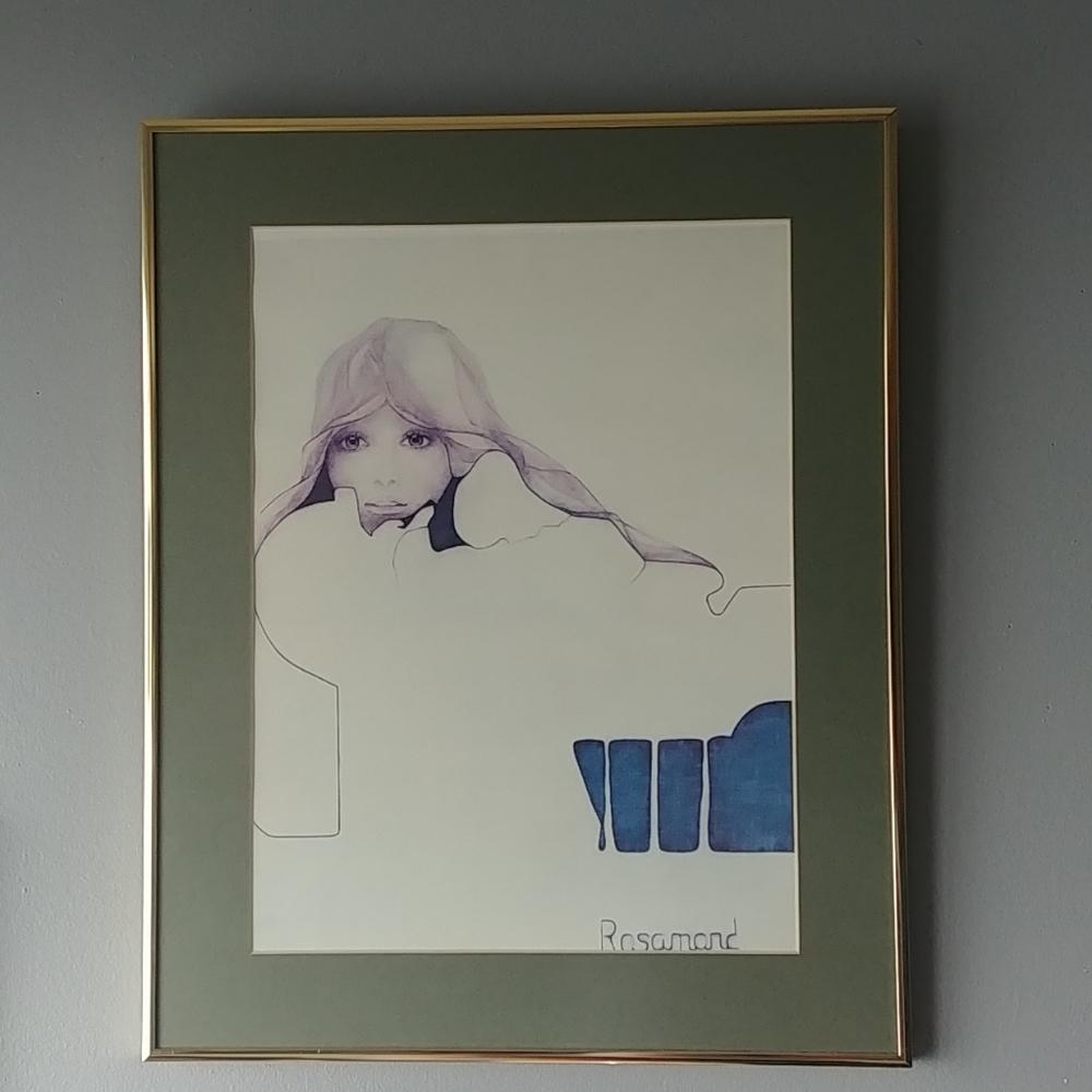 Vintage 70s Christine Rosamond "Blue Ice" framed